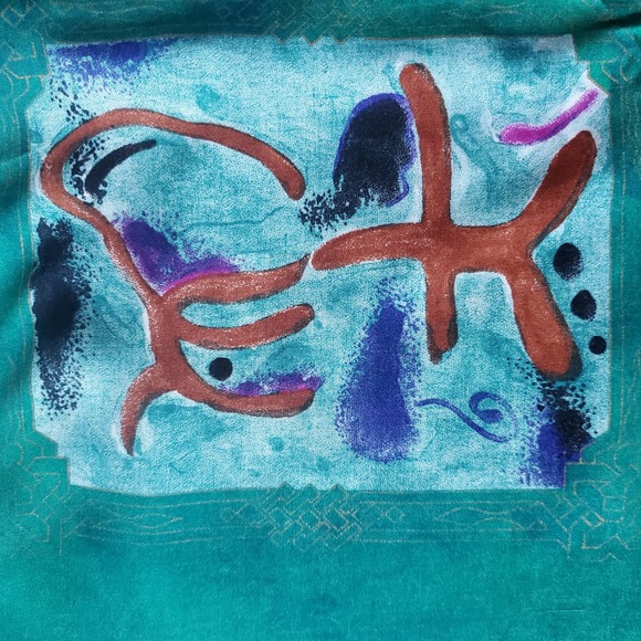 VTG 90s Abstract Fine Art Open Blouse Casual Jacket by Periwinkle Sz 12 / M - Picture 10 of 11